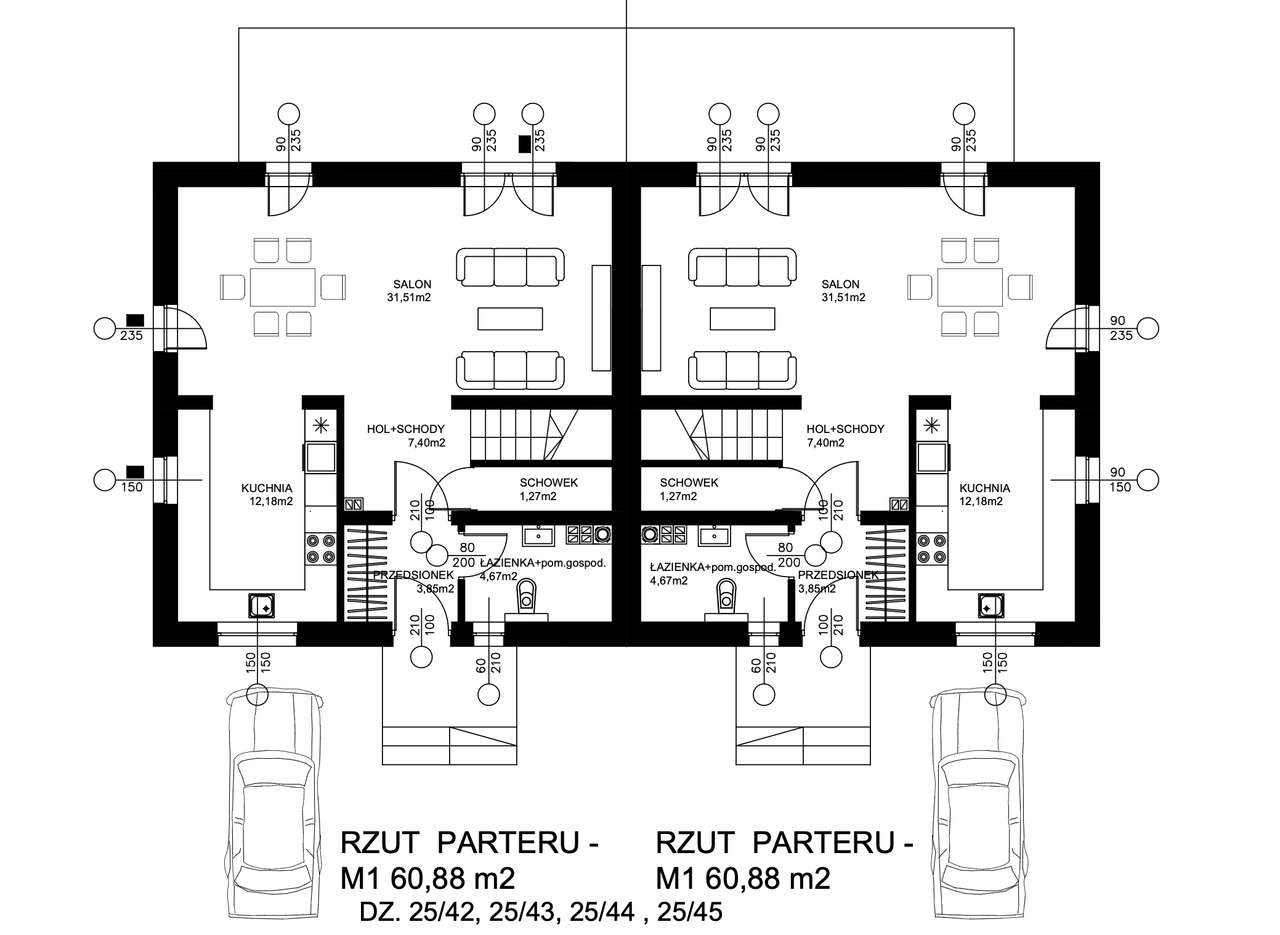 Projekt bliźniaka + pozwolenie | działki 2x 502 m²  oraz 1x 1002 m²-5