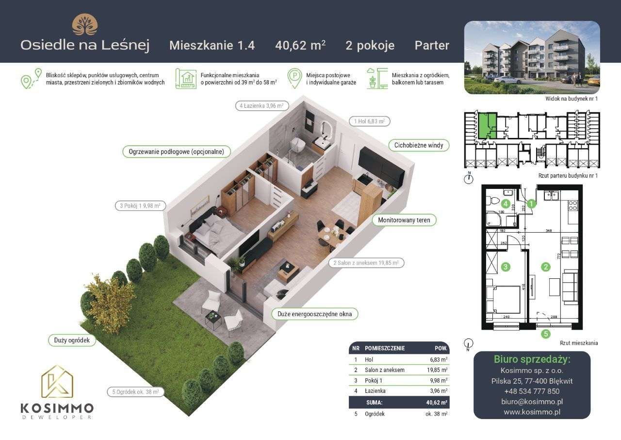 Nowa inwestycja - 2pokoje, Parter, Ogród z tarasem - Pełny obrazek: 1/16