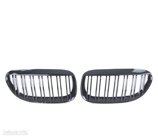 GRELHAS FRONTAIS DUPLAS PARA BMW E63 2004- PRETO BRILHANTE - 2