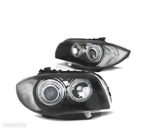 FARÓIS ANGEL EYES LED PARA BMW SERIE 1 E81 E87 E82 E88 04-11 PRETO - 2