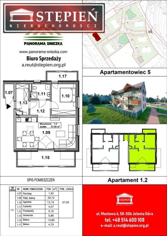 Mieszkanie, 57,50 m², Jelenia Góra