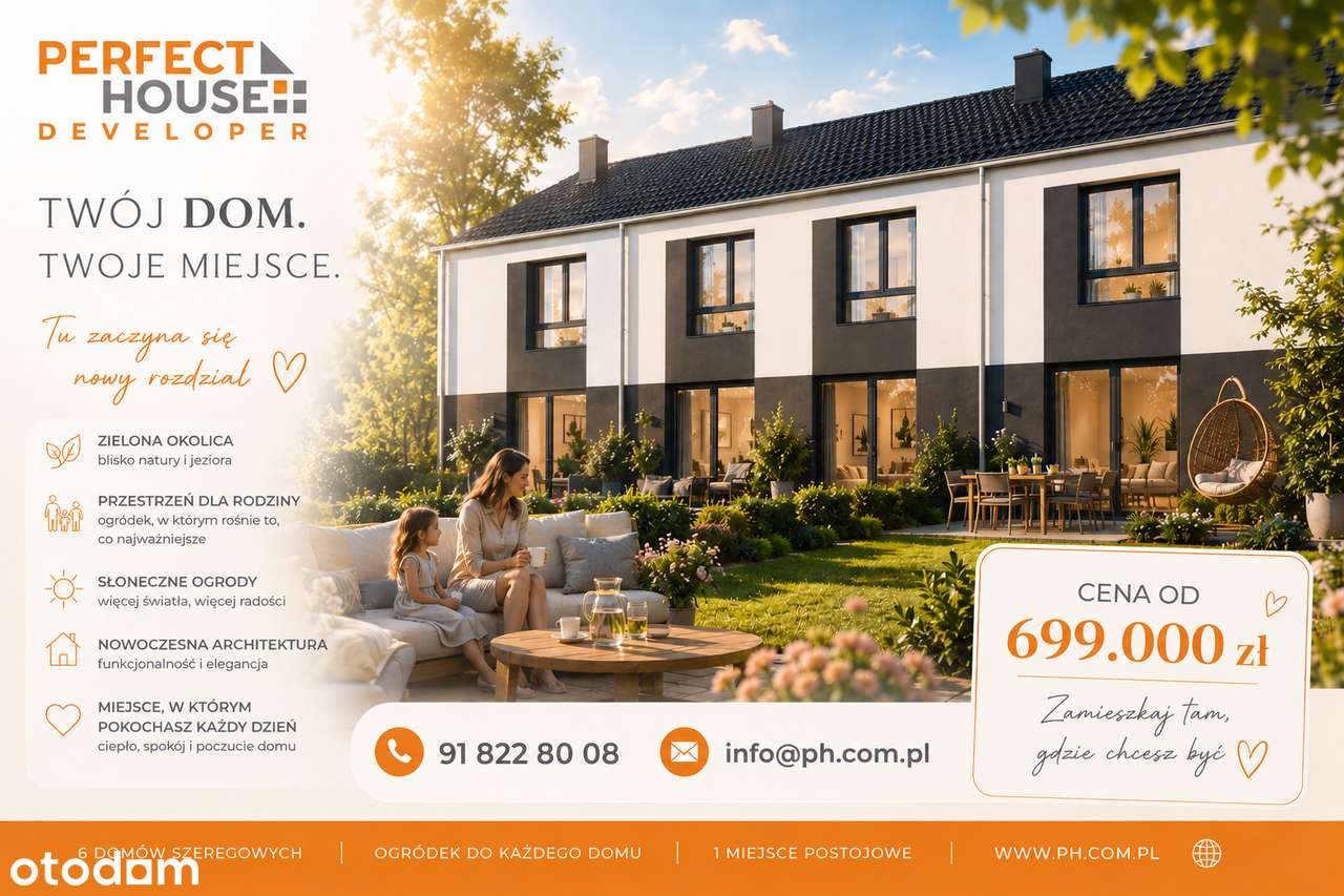 Nowoczesny segment 86 m² z ogrodem | Zieleniewo | blisko j. Miedwie