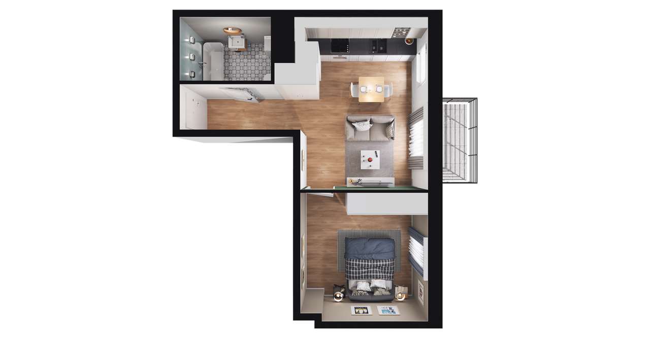 2-pokojowe mieszkanie 38m2 + balkon Bezpośrednio - Pełny obrazek: 3/9