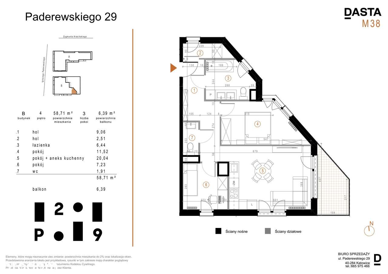 Paderewskiego 29 | mieszkanie 3-pok. | B_M38 - Pełny obrazek: 2/13