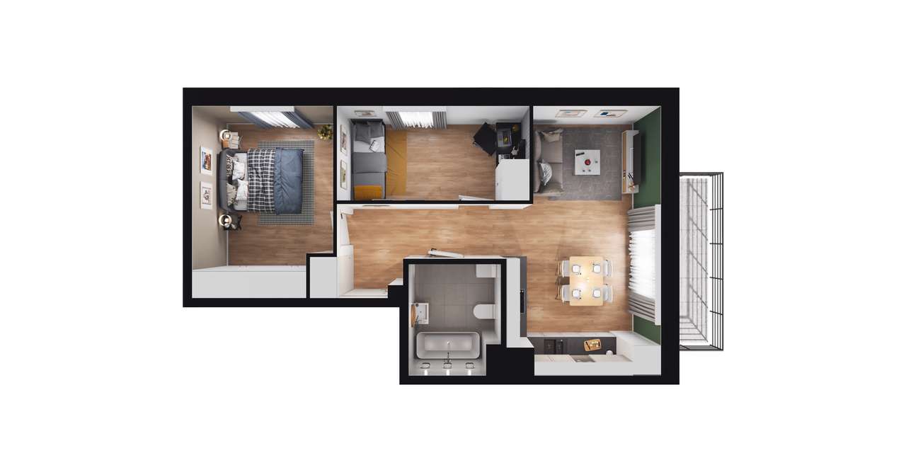 3-pokojowe mieszkanie 52m2 + balkon Bez Prowizji - Pełny obrazek: 2/8