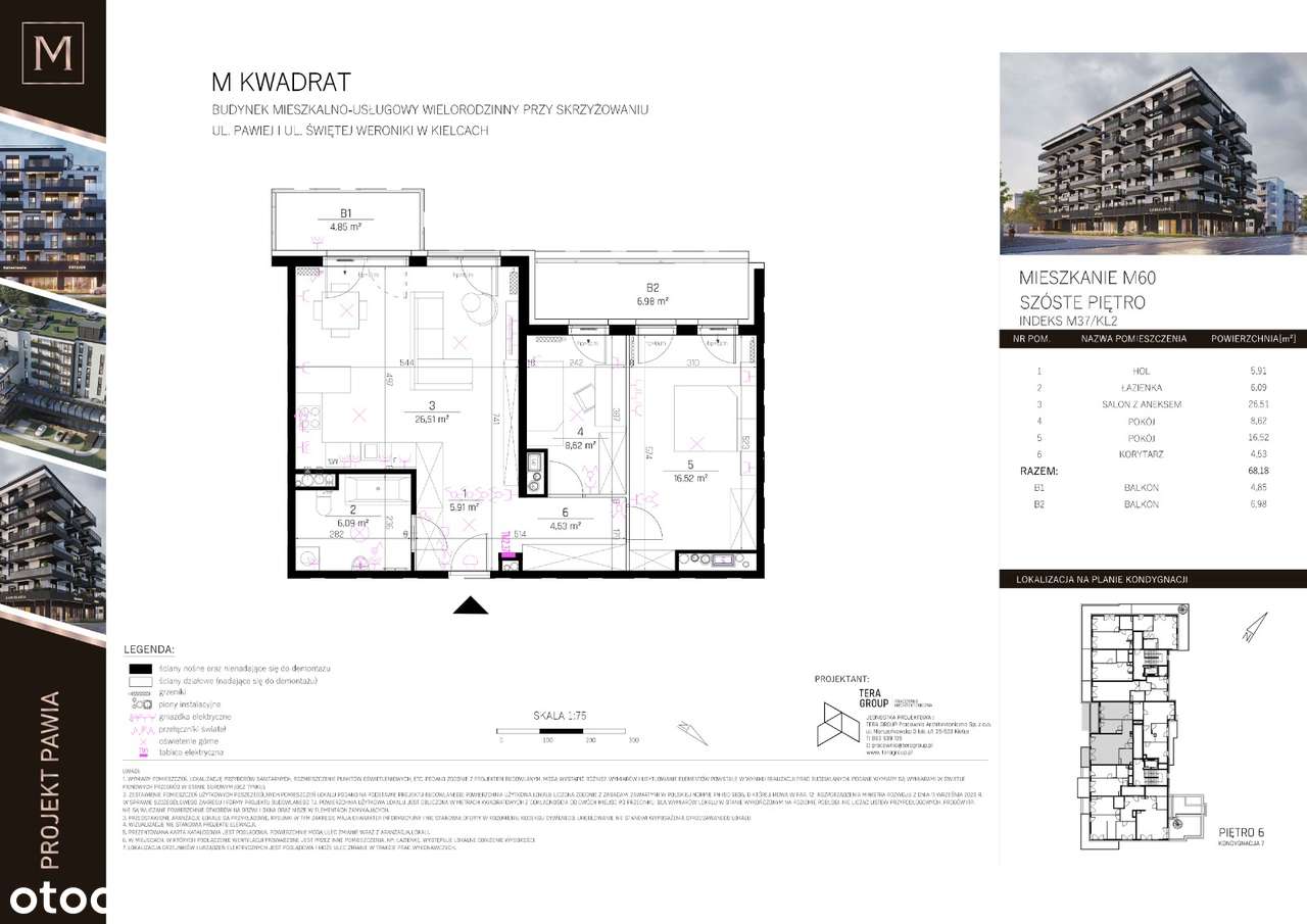 Mieszkanie M60, 68,18m2 Projekt Pawia Kielce-14