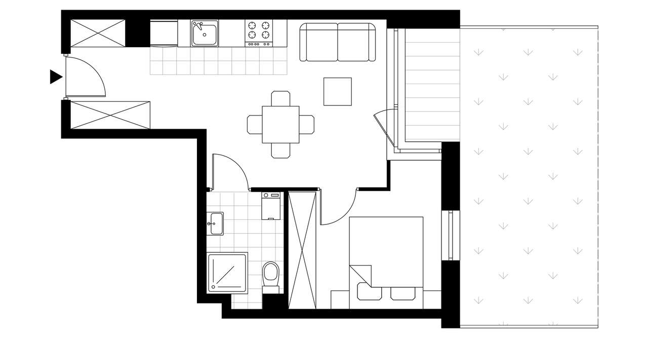2-pokojowe mieszkanie 35m2 + ogródek Bezpośrednio - Pełny obrazek: 3/8