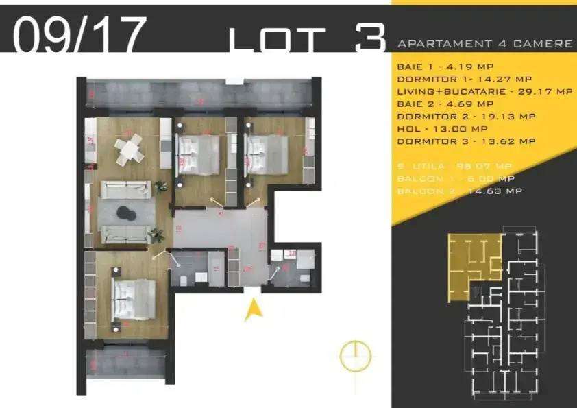 Apartament 4 camere Pallady|Nou|Direct dezvoltator - Imagine principală: 4/4