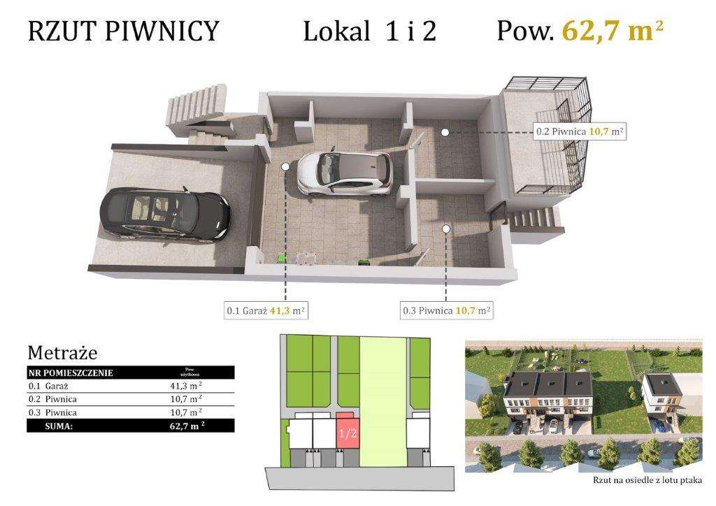 3-pokojowe mieszkanie 57,1m2 wraz z garażem i ogródkiem 70m2 W CENIE-4