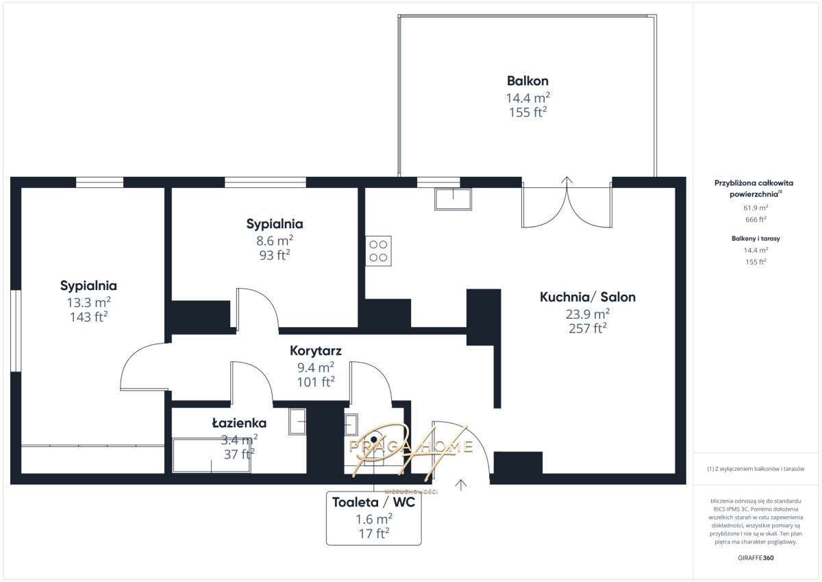 3 pokoje na Gocławku | 62 m2 | Garaż + Taras 14 m2-6