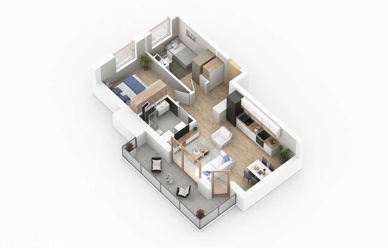 Nowoczesne 3-pokojowe mieszkanie z balkonem i windą - Pełny obrazek: 1/7