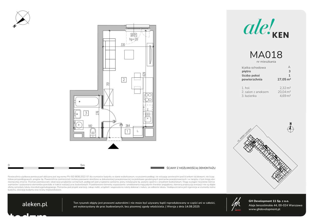 1-pokojowe mieszkanie 27m2 Bez Prowizji - Pełny obrazek: 2/7