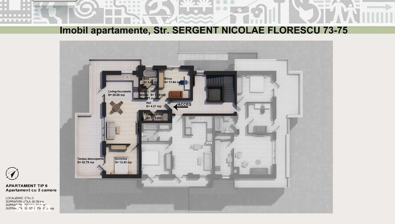 Apartament 3 camere cu terasa Aparatorii Patriei Metrou