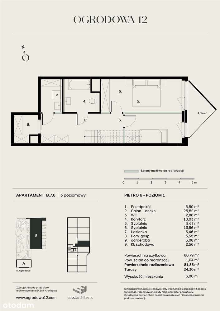 Ogrodowa 12 | apartament B/7/6 | rezerwacja - Pełny obrazek: 2/10