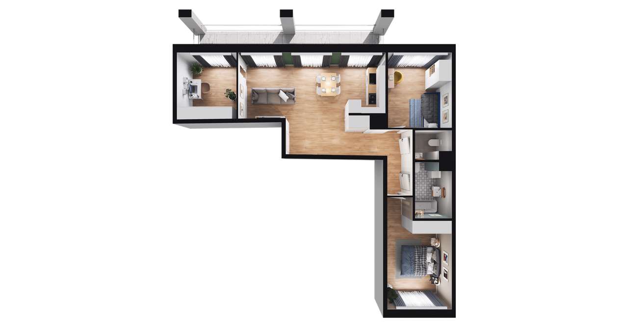 4-pokojowe mieszkanie 72m2 + loggia Bezpośrednio - Pełny obrazek: 3/9