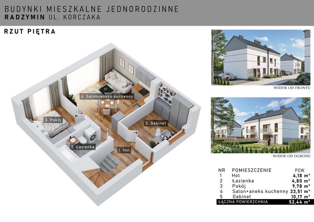 Dwupoziomowe 109,27 m² – Piętro i Poddasze ul. Korczaka, Radzymin