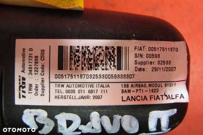 FIAT BRAVO II 2 PODUSZKA POWIETRZNA AIRBAG PASAŻERA 00517511870 - 5