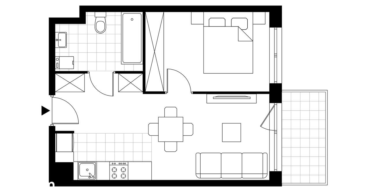 2-pokojowe mieszkanie 37m2 + balkon - Pełny obrazek: 3/8