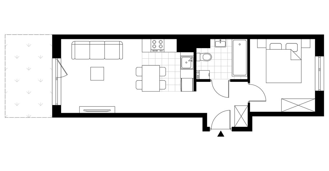 2-pokojowe mieszkanie 39m2 + ogródek - Pełny obrazek: 3/8