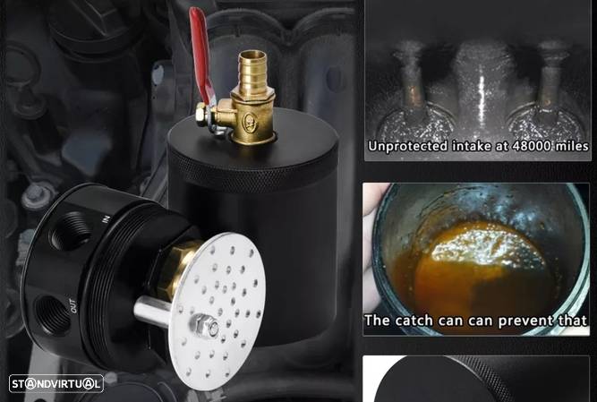 Kit Oil Catch Can Universal Multimarcas + Filtro breather - Preto (mdl3) - 3