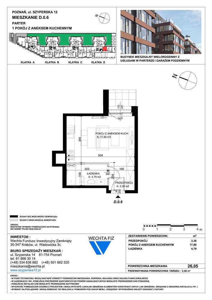 1-pokojowe mieszkanie 26m2 + taras Bez Pośredników - Pełny obrazek: 2/7