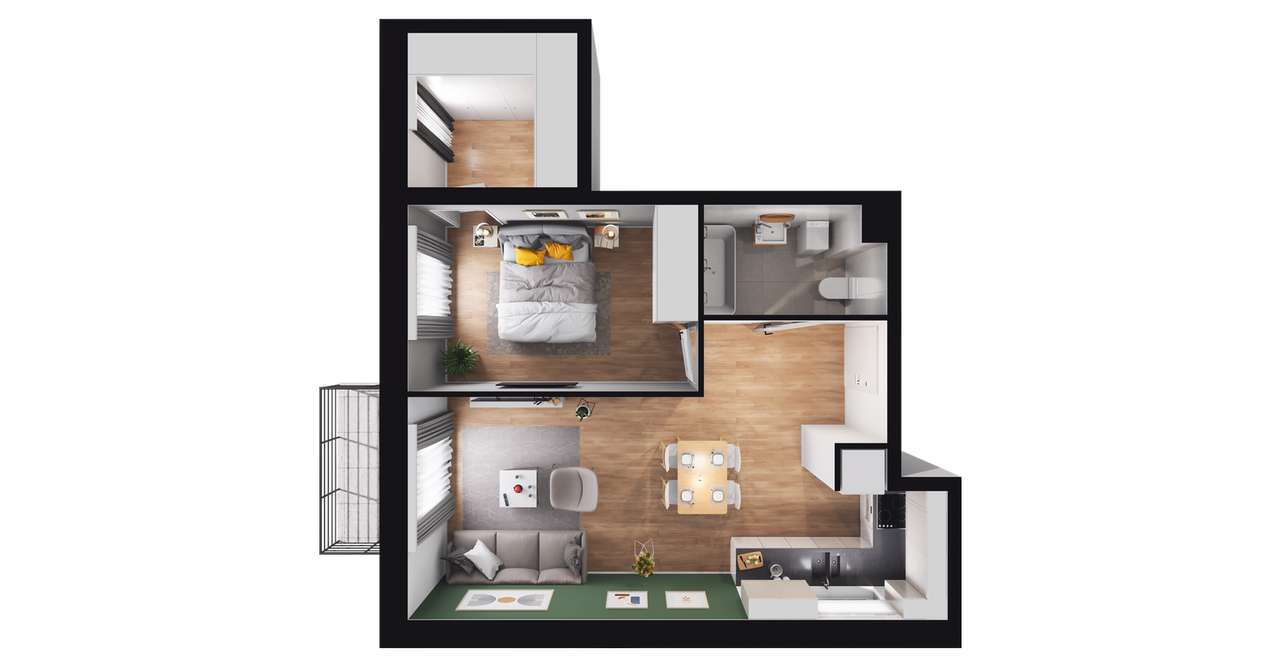 2-pokojowe mieszkanie 45m2 + balkon Bez Prowizji - Pełny obrazek: 2/8