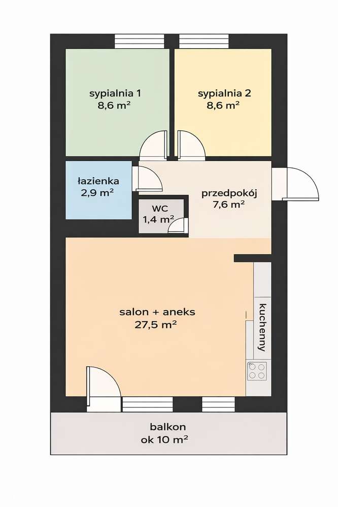 3 pokoje | 56,6 m² | balkon 10 m² | Wrotków | Os. Słoneczny Dom 2003r!-6