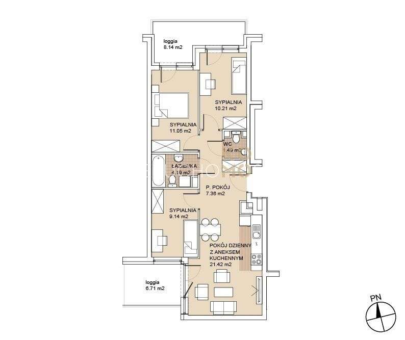 Dwustronne / Funkcjonalny układ / Dwa duże balkony - Pełny obrazek: 2/15