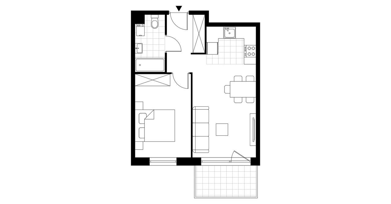 2-pokojowe mieszkanie 42m2 + balkon - Pełny obrazek: 3/8