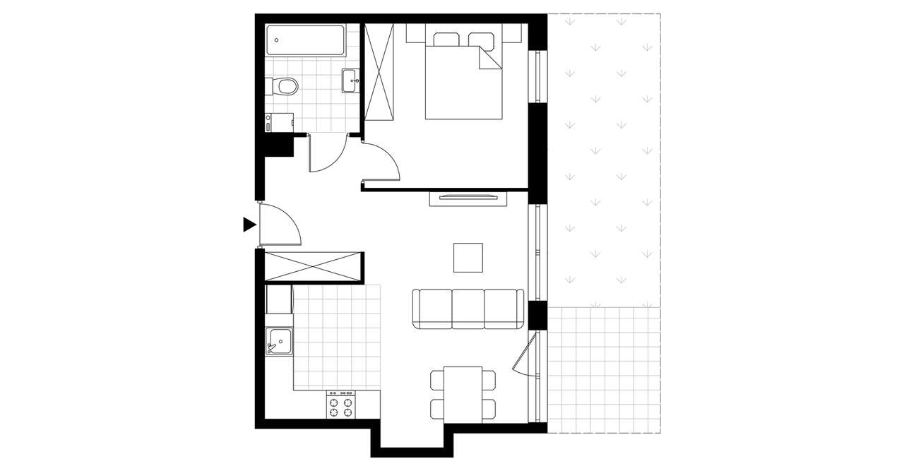 2-pokojowe mieszkanie 44m2 + ogródek - Pełny obrazek: 3/8