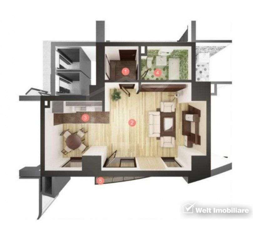 Apartament de tip studio, bloc nou, Manastur - Imagine principală: 4/4