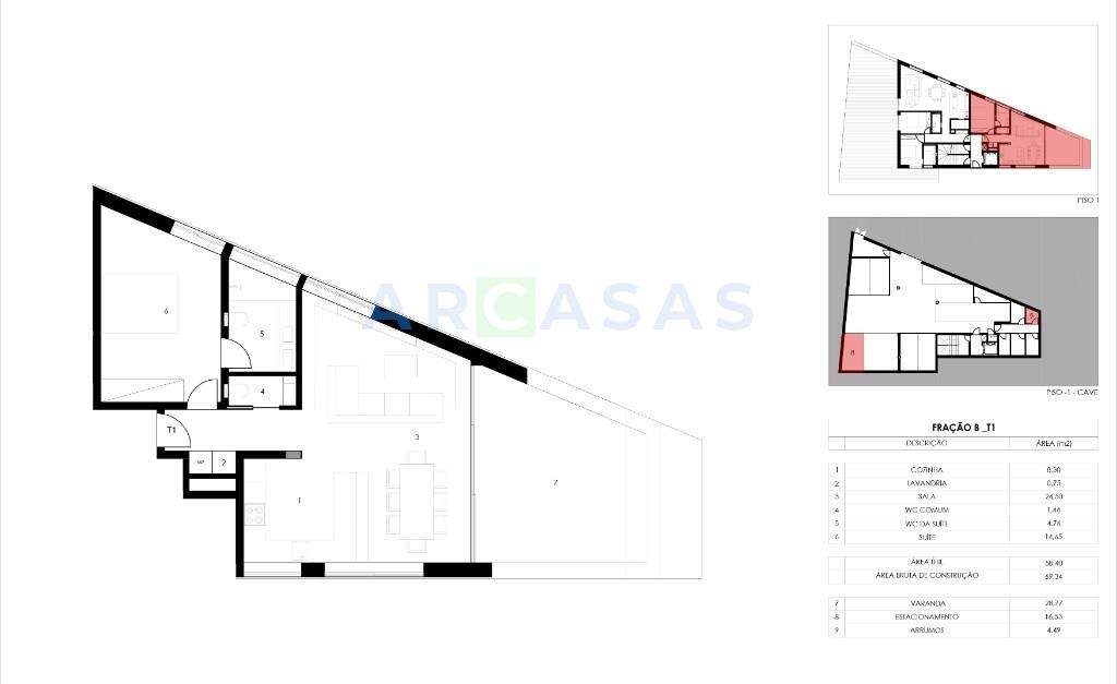 Apartamento T1 com terraço e lugar de garagem em São Cosme, Gondomar-9