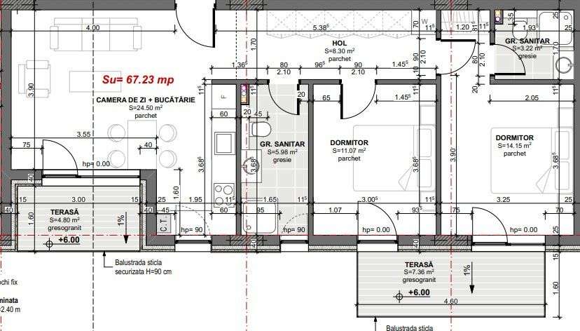Apartament 3 camere, 2 bai, 2 balcoane, 67mp utili – bloc nou Apahid - Imagine principală: 5/5