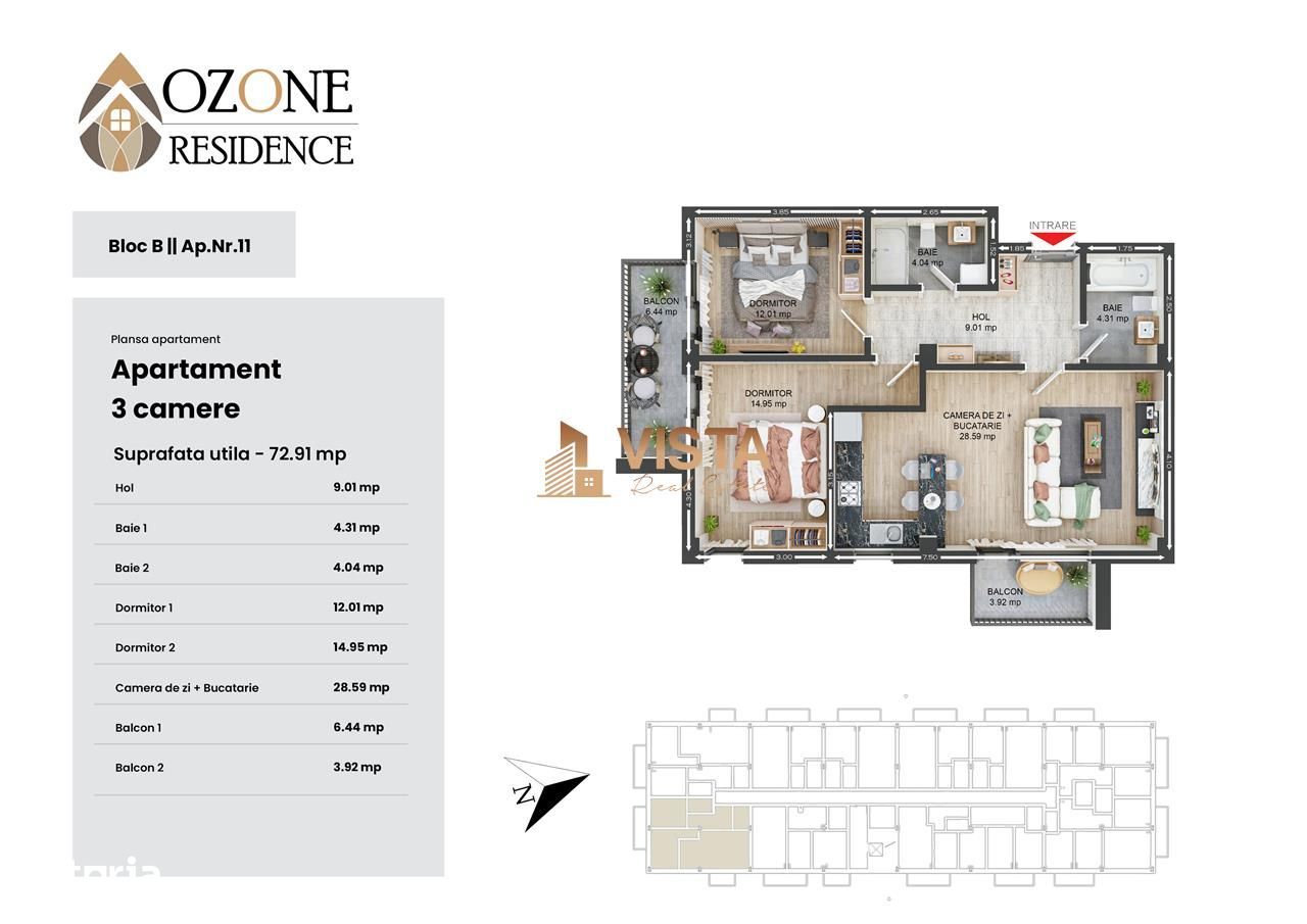 Ozone Residence, Apartament 3 camere, Zona Coresi-Tractorul, Brasov