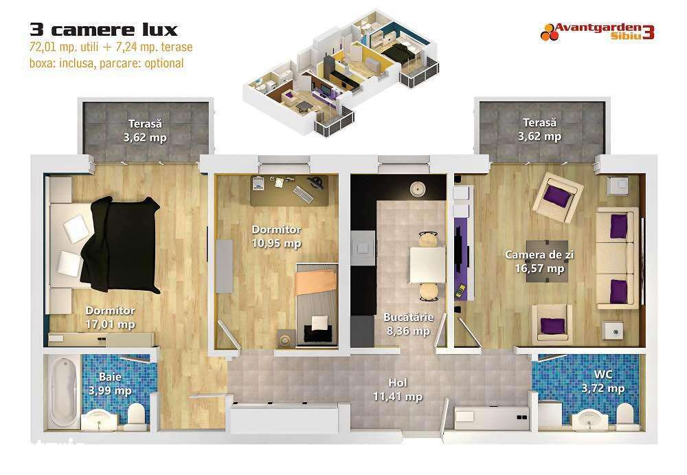 Comision 0% Apartament 3 camere, 2 balcoane, boxa si parcare-10