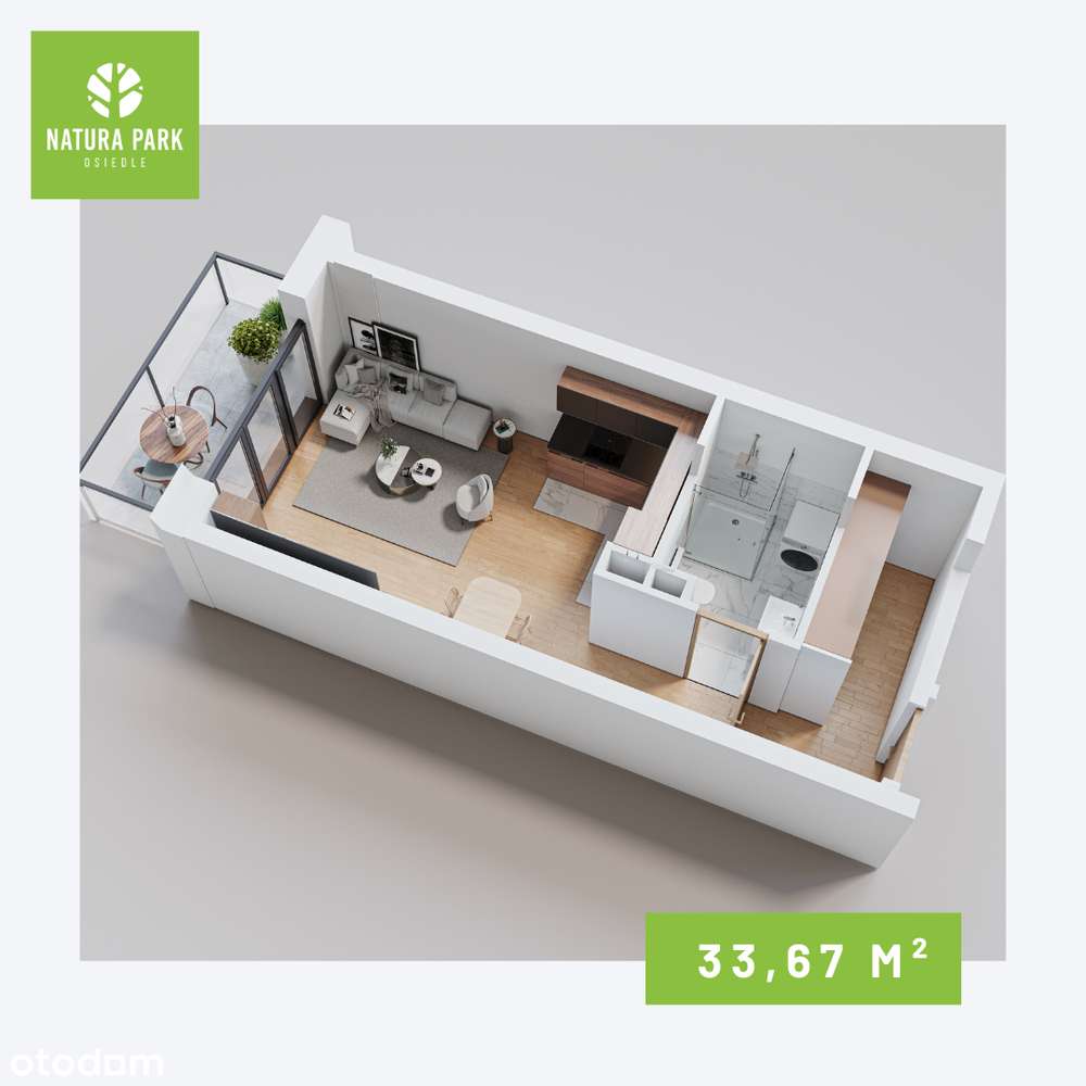 Kawalerka z garderobą |Duży balkon |Zieleń |Przestrzeń |Natura Park - Pełny obrazek: 3/8