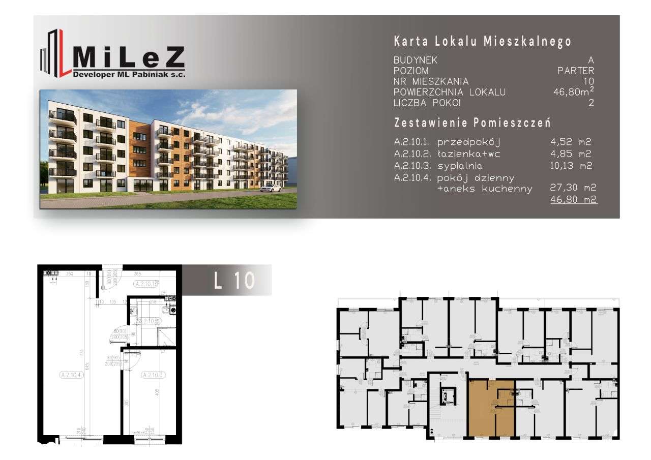 Mieszkanie 2 pokoje o pow. 46,80 m2 - Pełny obrazek: 1/6