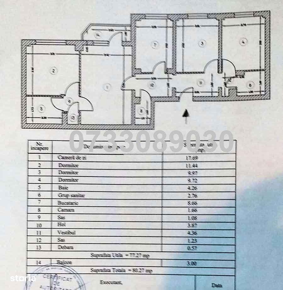 Apartament confort 1, situat la etajul 8/8 (cu etaj tehnic protector pe 75% din suprafata)