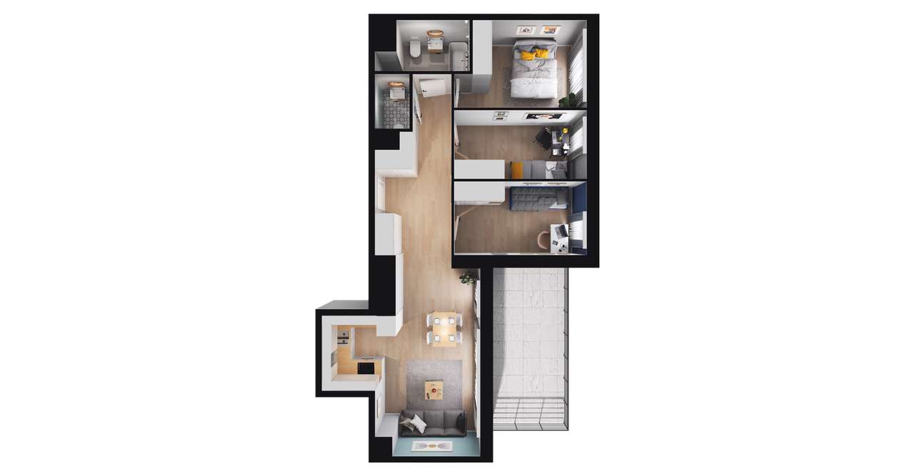 4-pokojowe mieszkanie 69m2 + taras Bez Prowizji - Pełny obrazek: 2/8