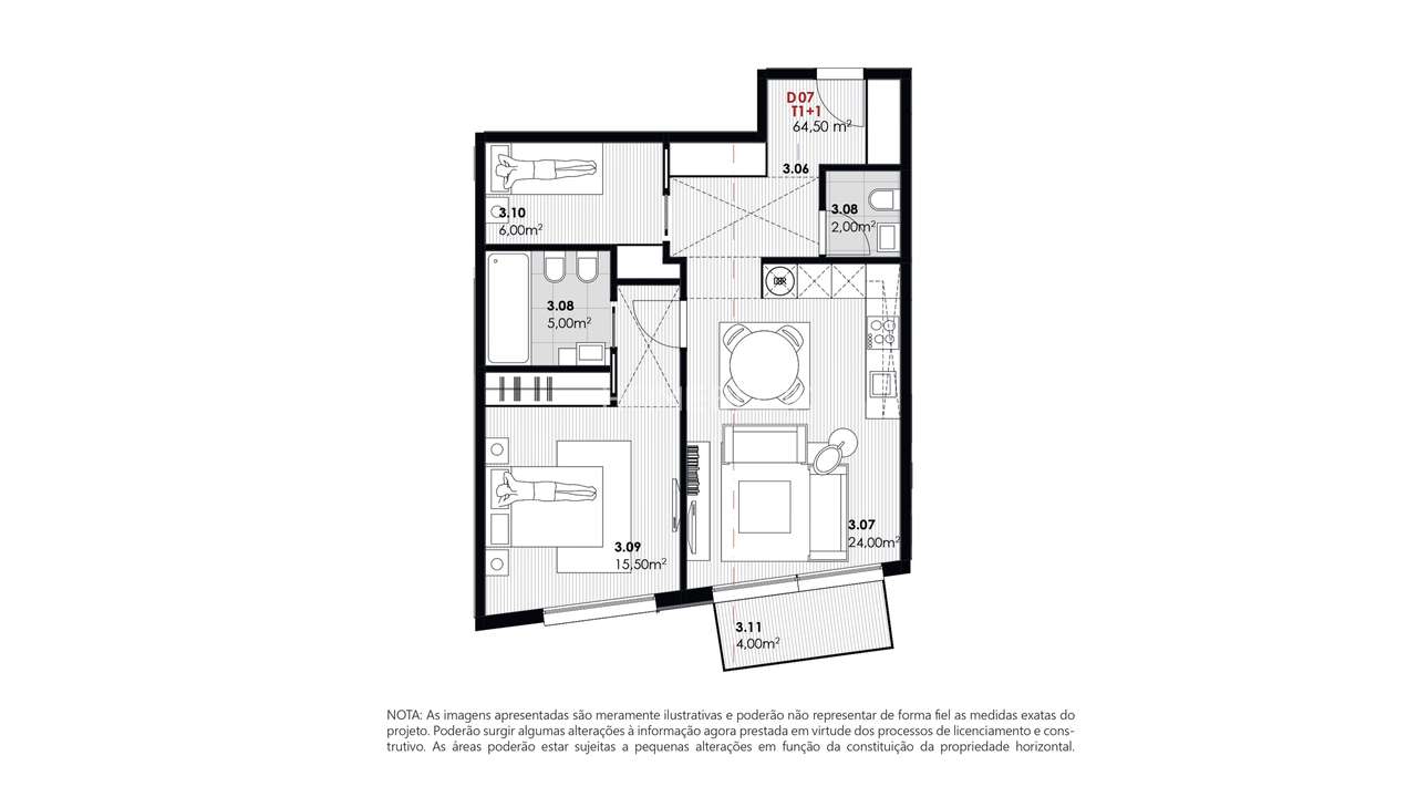 T1+1 com varanda a 10 min da Praia de Lavadores, Vila Nova de Gaia. - Grande imagem: 3/8
