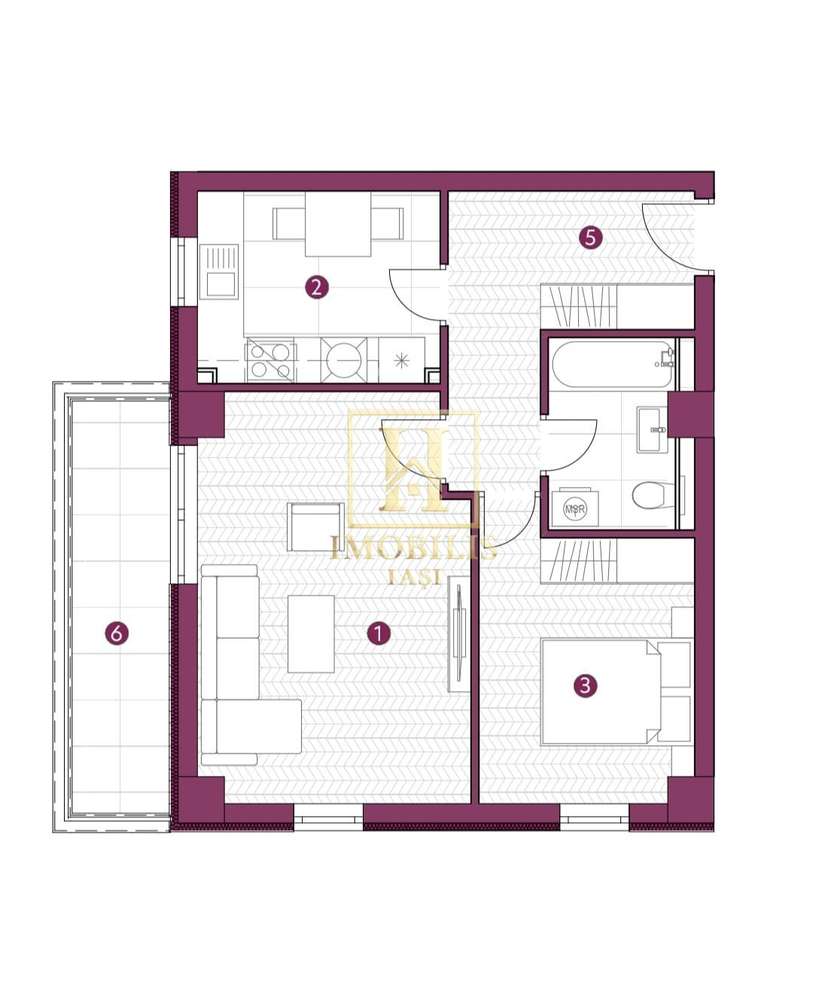 PROMO! Ap. cu 2 camere, Dec., et.1, 55.76mp, Galata, 99.965euro cu TVA - Imagine principală: 5/5