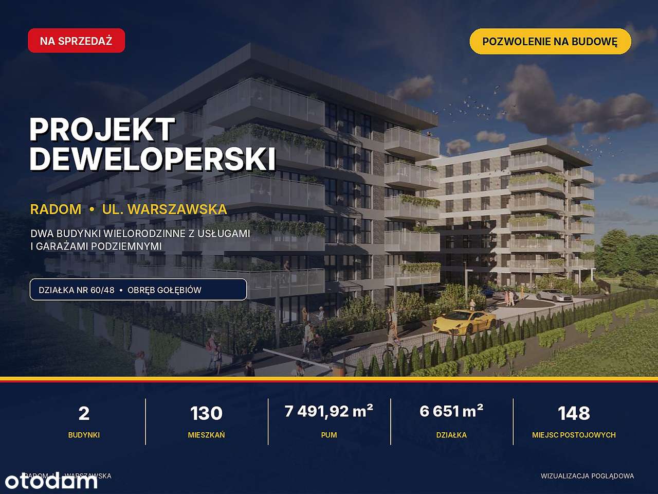 PROJEKT DEWELOPERSKI Z PnB - 2 BUDYNKI - 130 MIESZKAŃ - RADOM