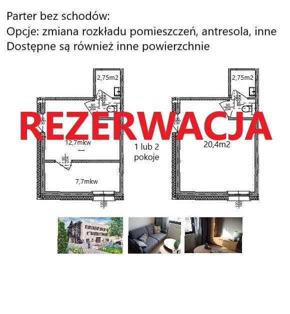 Kawalerka parter bez schodów +antresola +ogródek