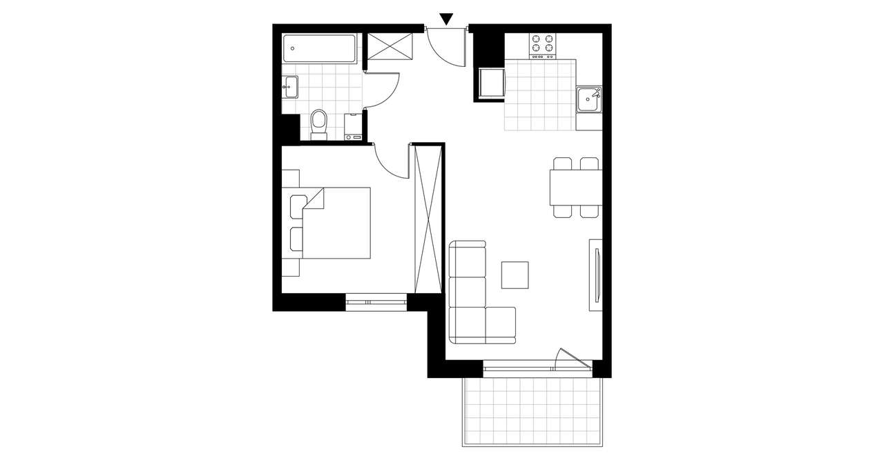 2-pokojowe mieszkanie 46m2 + balkon - Pełny obrazek: 3/8