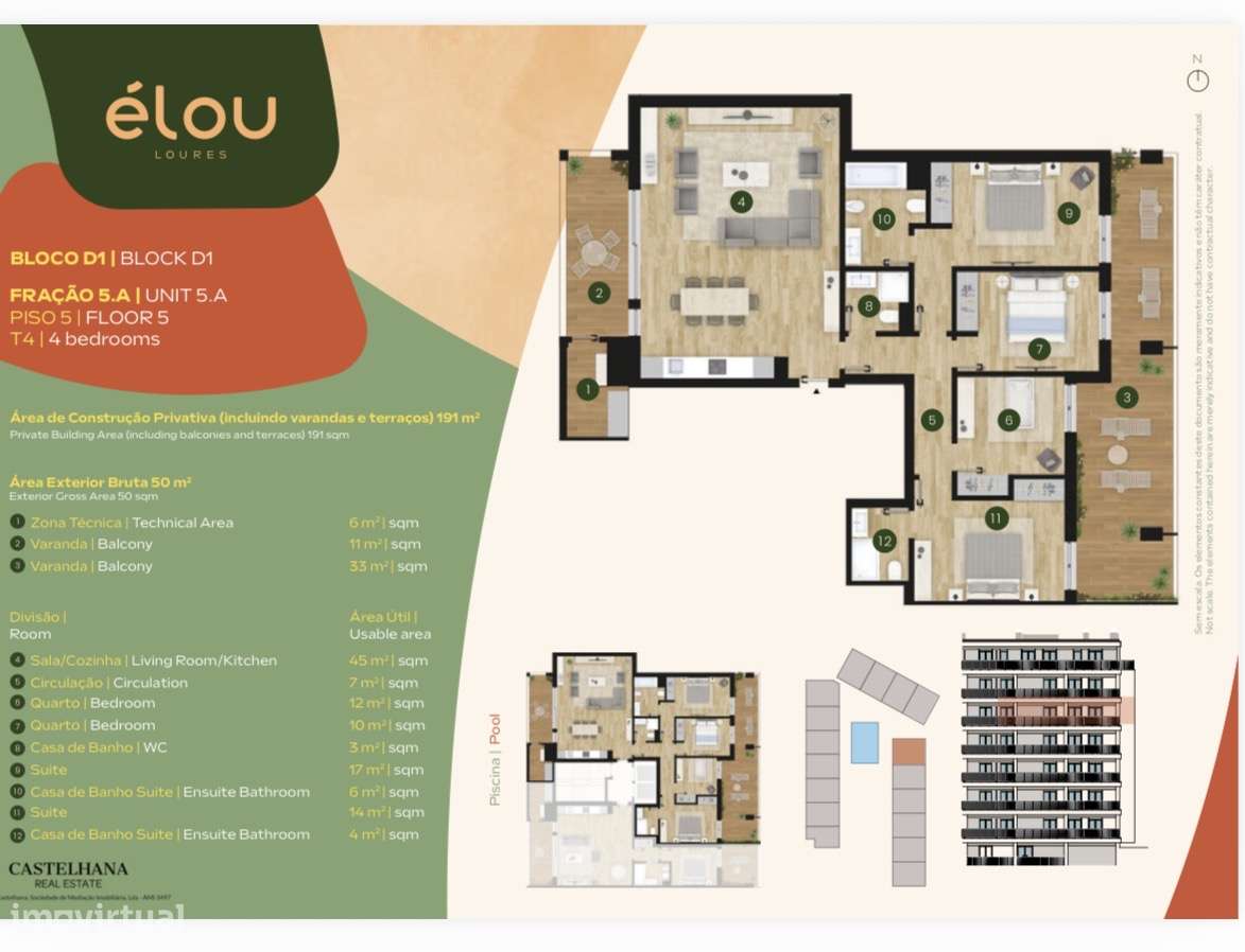 T4 Élou (Solyd) | 191 m² | 50 m² Varandas | Vista Piscina | 710.000 € - Grande imagem: 4/6