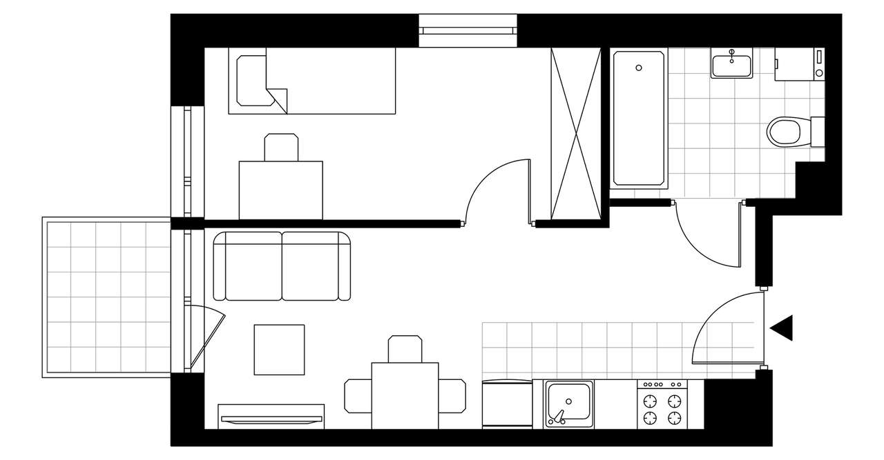 2-pokojowe mieszkanie 31m2 + balkon - Pełny obrazek: 3/8