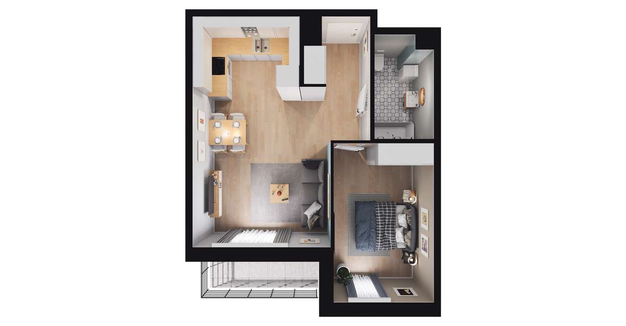 2-pokojowe mieszkanie 42m2 + loggia Bez Prowizji - Pełny obrazek: 3/9