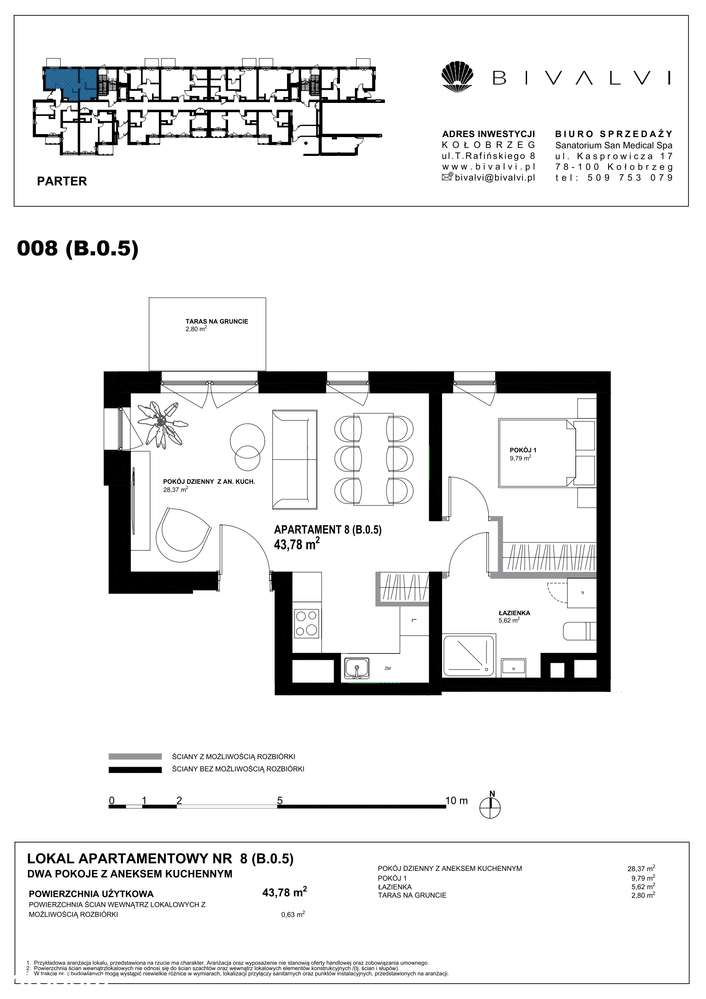 Bivalvi  | apartament 2-pok. | 43,78 m² | 8 - Pełny obrazek: 3/9