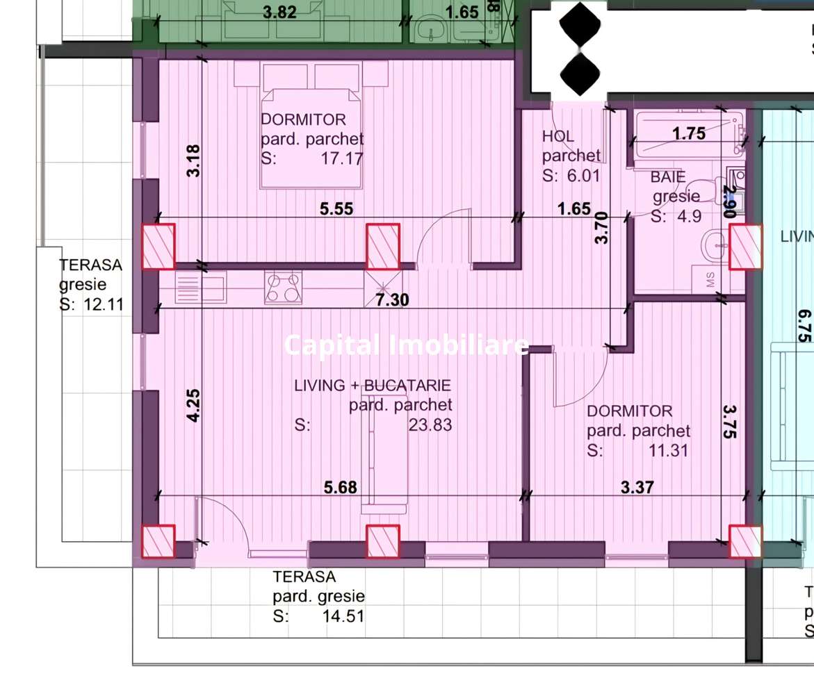 Apartament cu 3 camere, bloc nou, 2 terase Baia Mare Comision 0 - Imagine principală: 2/5