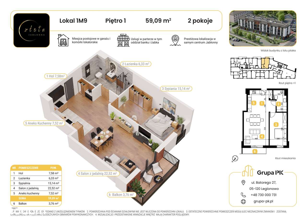 2-pokojowe mieszkanie 59m2 + balkon Bez Prowizji - Pełny obrazek: 2/5